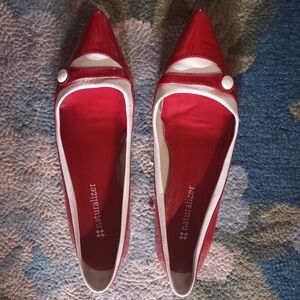 Naturalizer Women's Red and White Flats
